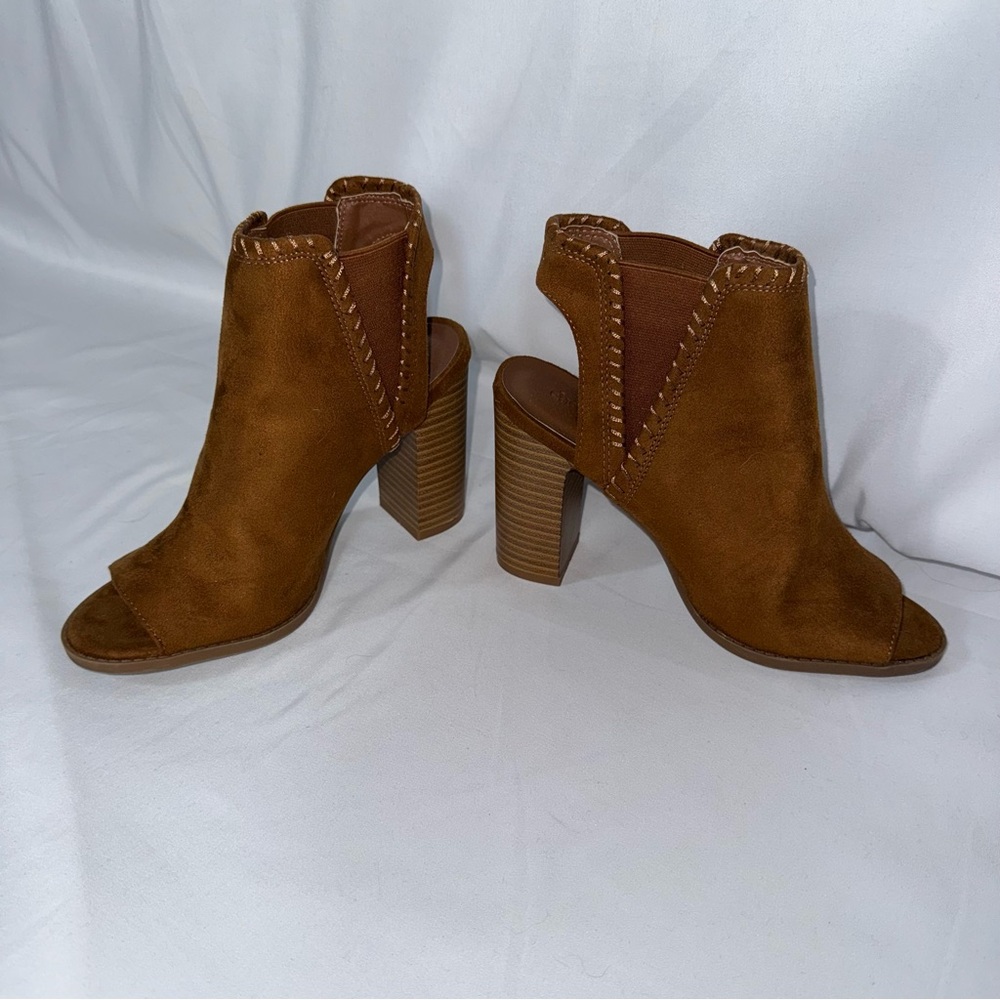 Charlotte Russe Brown Peep-Toe Ankle Heels